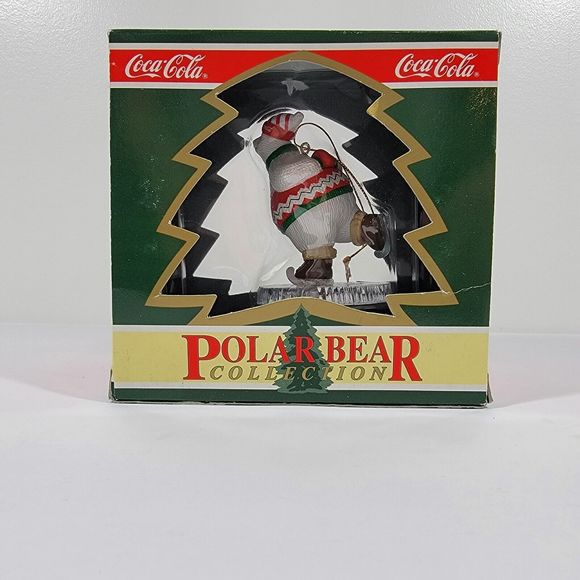 Coca Cola Skating Polar Bear Ornament with Box 1995 - Picture 2 of 5